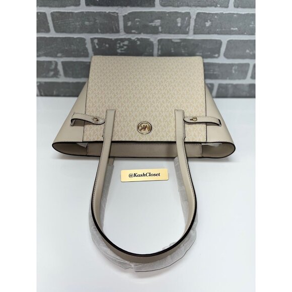 Michael Kors tote bag carmen large leather tote purse light sand - Picture 6 of 11